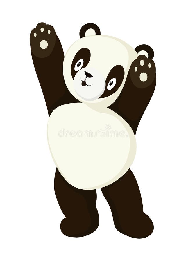 Estilizado panda desenho de corpo inteiro. Ícone de urso panda