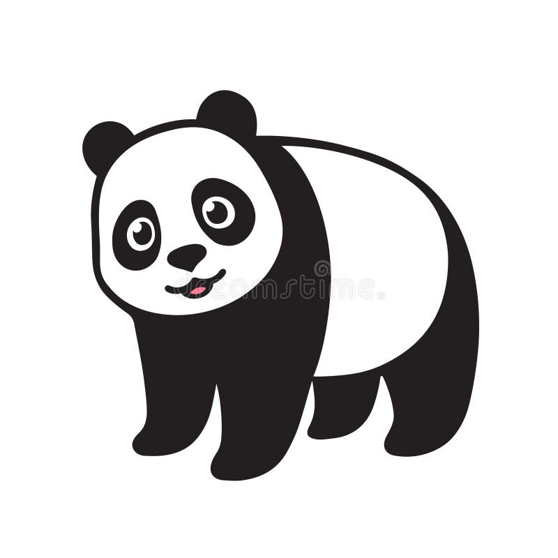 Silhueta de panda de desenho animado em estilo simples e plano