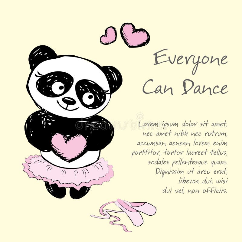 Panda Girl balettdansör, vektorillustrationbakgrund stock illustrationer Panda Girl balettdansör, vektorillustrationbakgrund stock illustrationer