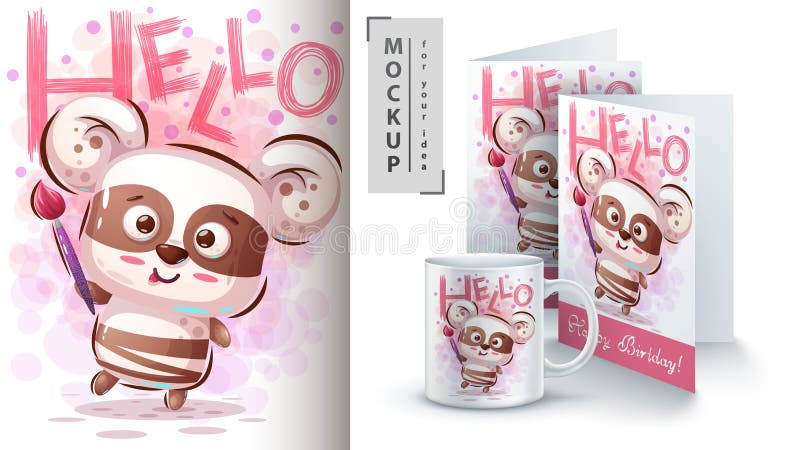 Panda mignon d'artiste - maquette pour votre idée illustration de vecteur Panda mignon d'artiste - maquette pour votre idée illustration de vecteur
