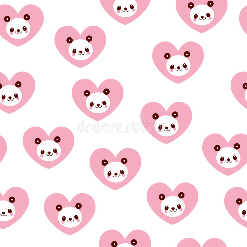Panda niedźwiedzie i serce bezszwowy wzór ilustracji Panda niedźwiedzie i serce bezszwowy wzór ilustracji