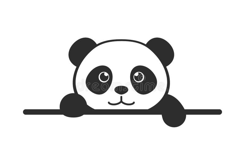 Panda Pequena. Desenho Animado Panda. Cara Panda Fofa. Duche De Bebê.  Peneiras Na Parede Ilustração do Vetor - Ilustração de preto, pouco:  234015839