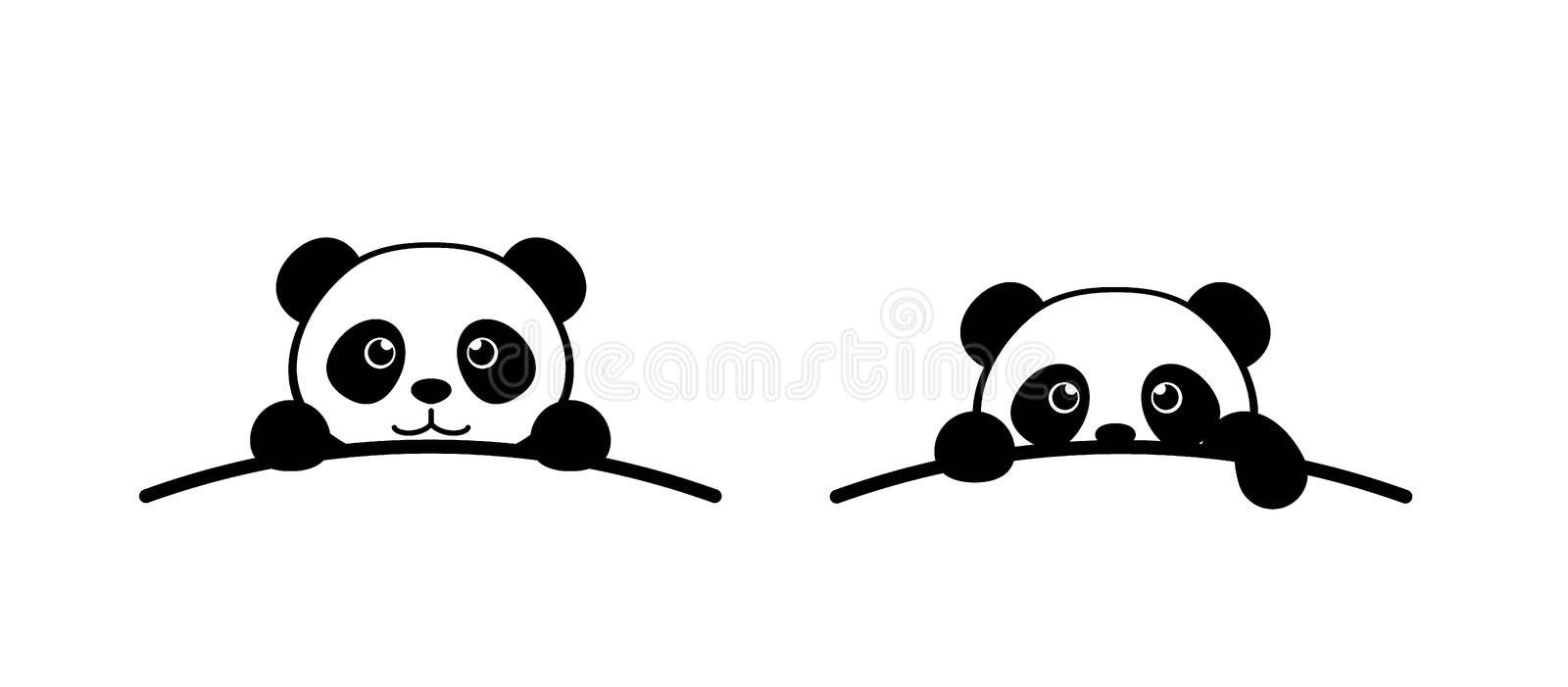 Panda Pequena. Desenho Animado Panda. Cara Panda Fofa. Duche De Bebê.  Peneiras Na Parede Ilustração do Vetor - Ilustração de preto, pouco:  234015839