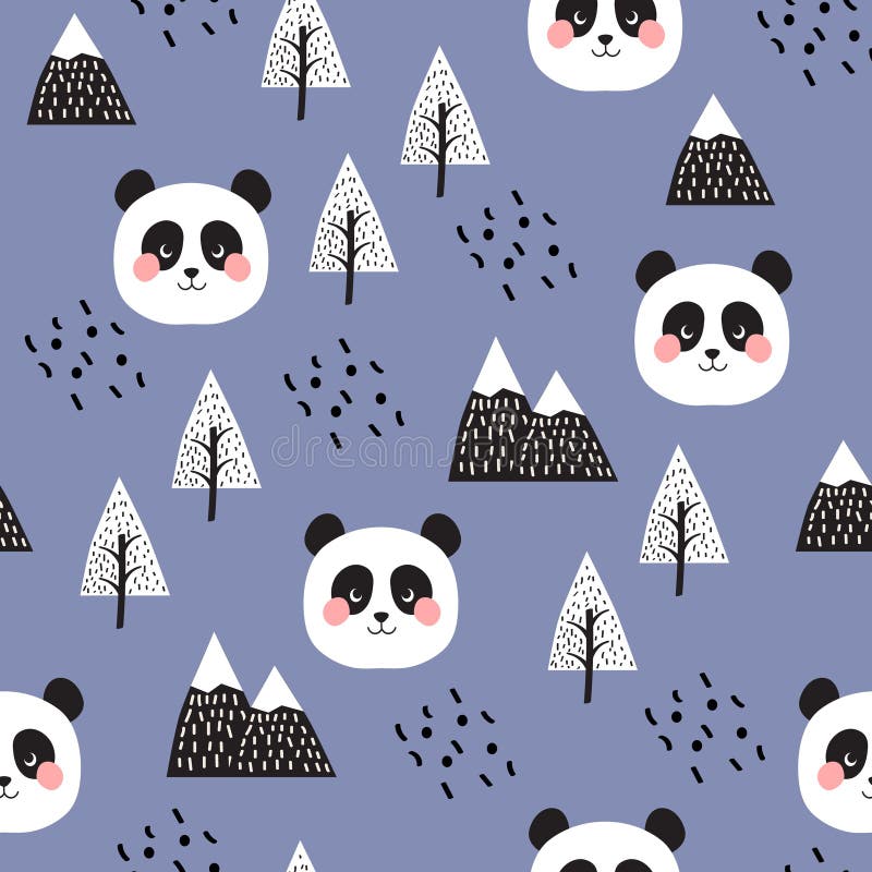 Panda Seamless Pattern Background illustrazione di stock Panda Seamless Pattern Background illustrazione di stock
