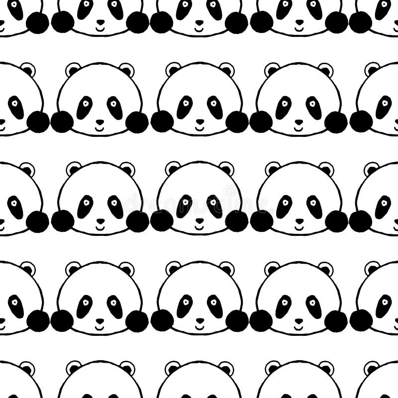 Cute Panda Seamless Pattern. Vector Blue Background with Kawaii White Panda  Face Stock Vector - Illustration of cute, childish: 180923603