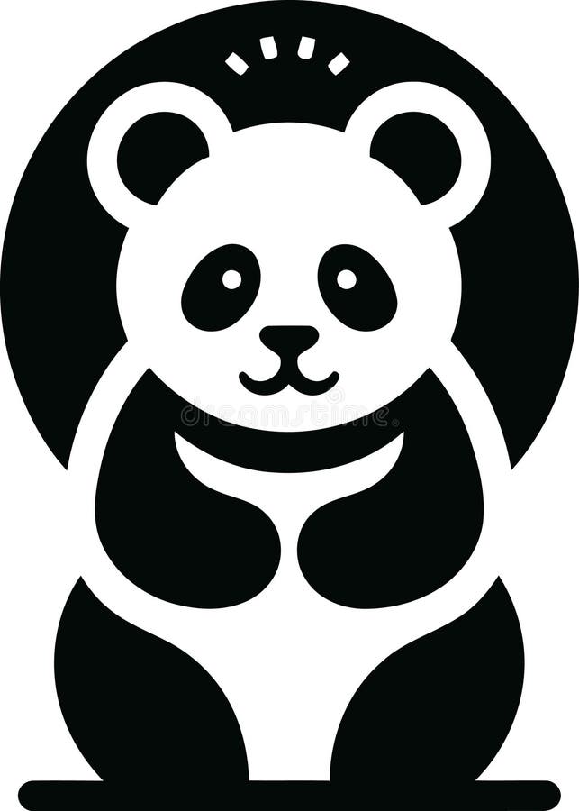 Panda Silhouette on Vector Illustration. Panda Icon, Panda Logo, Panda