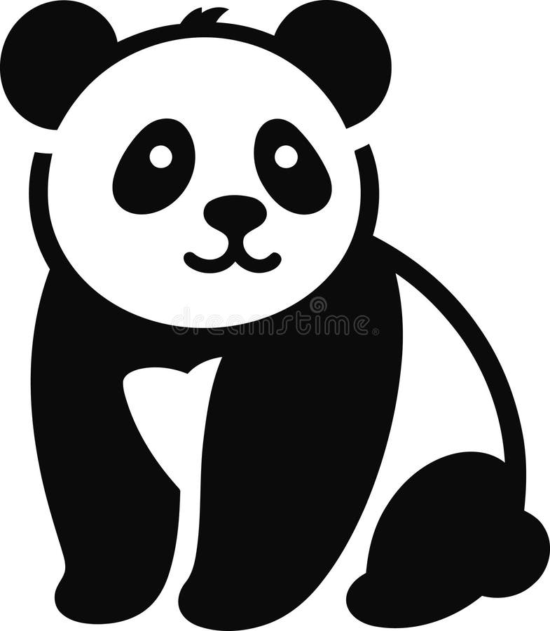 Panda Silhouette on Vector Illustration. Panda Icon, Panda Logo, Panda