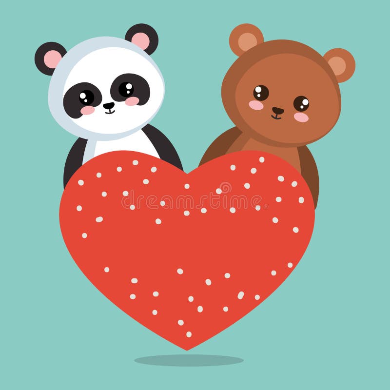 Panda sveglio dell'orso con i cuori royalty illustrazione gratis Panda sveglio dell'orso con i cuori royalty illustrazione gratis