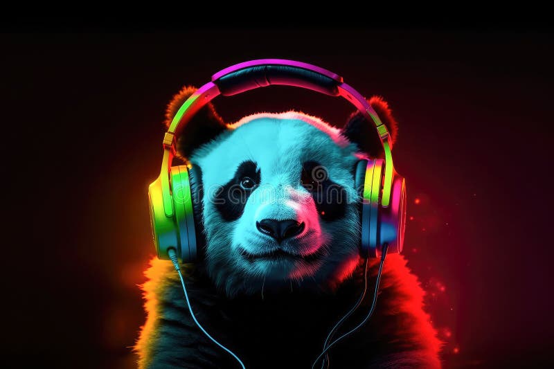 Panda Wearing Stylish Headphones, Perfect for a Fun and Creative T ...