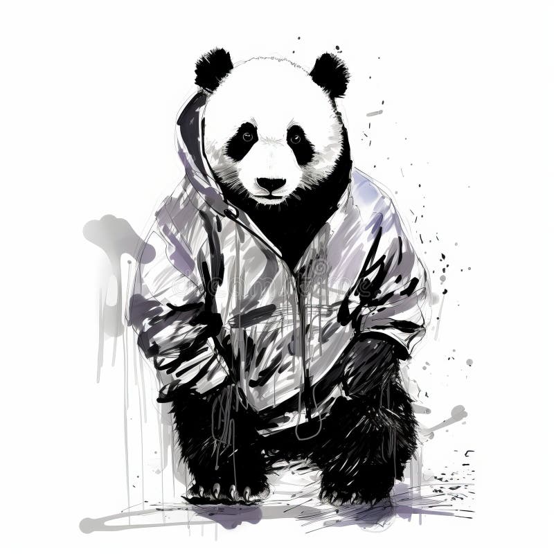 Panda a La Mode Une Illustration Grungy Avec Une Touche Design Illustration Stock Illustration du fashionable sale 301837900
