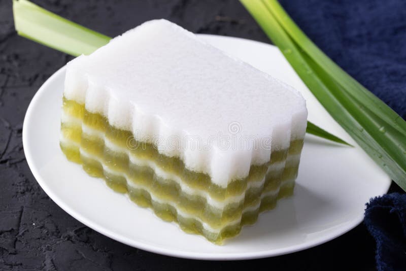 Pandan Jelly and Coconut Milk are Layers Stock Photo Image of