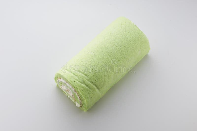 Pandan Swiss Roll cake stock images