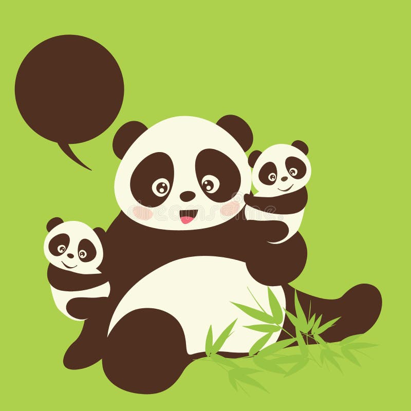 Asia cute panda family and bamboo. Asia cute panda family and bamboo