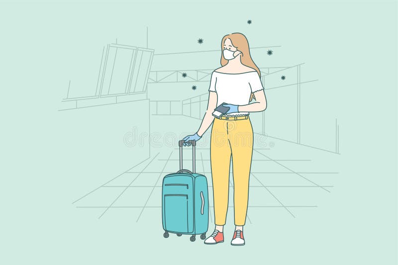 Pandemischer Einfluss auf die Reise- und Fluglinienkrise während covid19 vektor abbildung