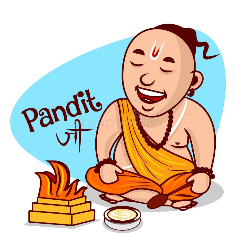 Pandit Ji Cartoon Character Vector Illustration Stock Vector - Illustration  of havan, india: 134357495