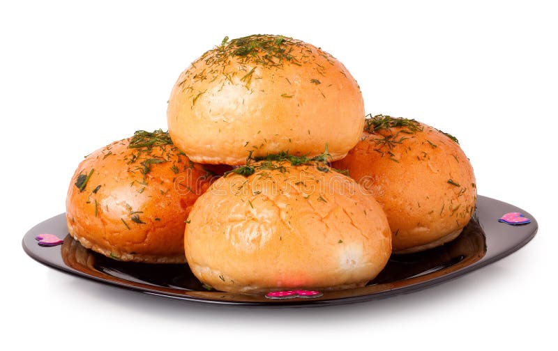 Pane all'aglio su un piatto isolato fotografie stock libere da diritti Pane all'aglio su un piatto isolato fotografie stock libere da diritti