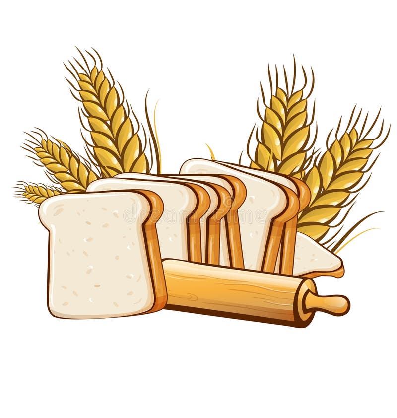 Pane con il matterello isolato su fondo bianco illustrazione di stock Pane con il matterello isolato su fondo bianco illustrazione di stock