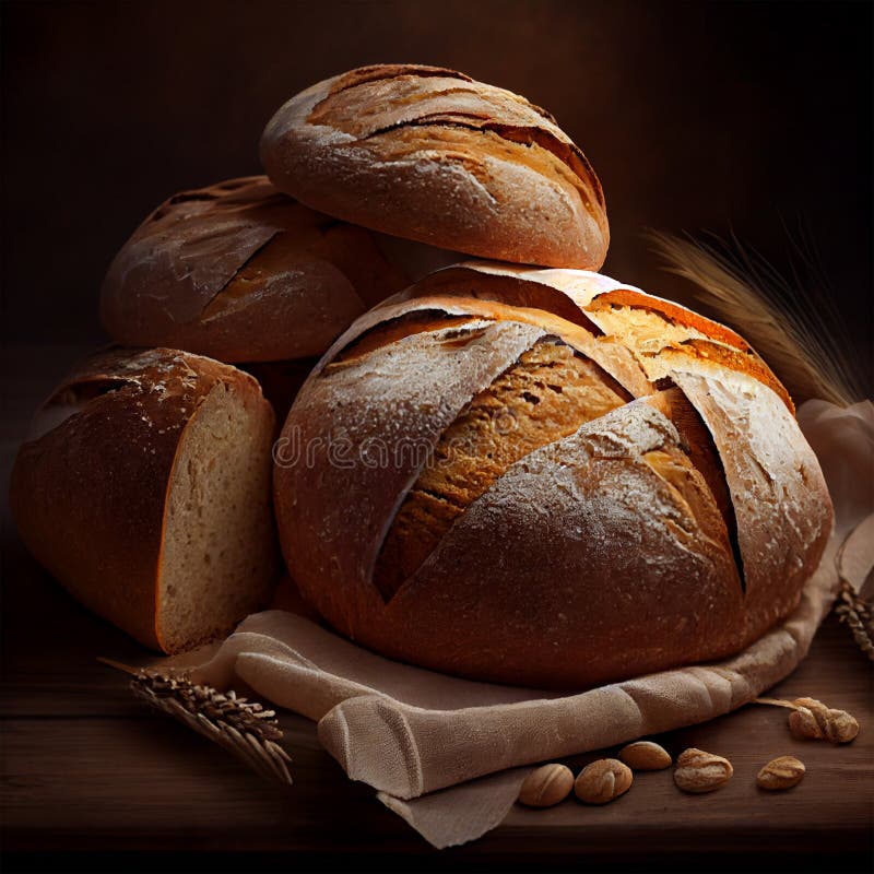 Pane fresco in casa, pane di sottofondo, immagine generata illustrazione di stock