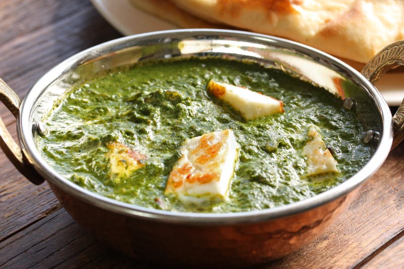 Paneer de Palak, espinaca y curry del queso, f india foto de archivo Paneer de Palak, espinaca y curry del queso, f india foto de archivo