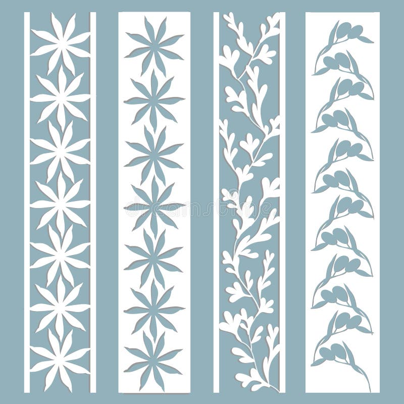 Panel with a Pattern of Leaves and Flowers. Cut Out of Paper. Set of  Bookmark Templates Stock Vector - Illustration of leaves, bookmark:  163617069