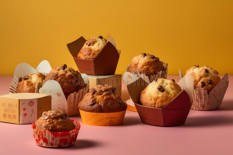 Panetteria per muffin torte di pasticceria deliziosa e colorata, stile artigianale del mezzo secolo royalty illustrazione gratis