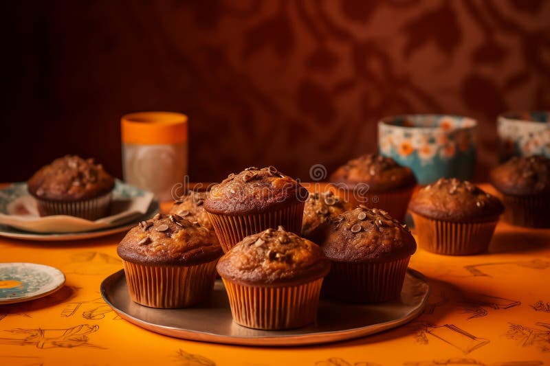 Panetteria per muffin torte di pasticceria deliziosa e colorata, stile artigianale del mezzo secolo illustrazione di stock