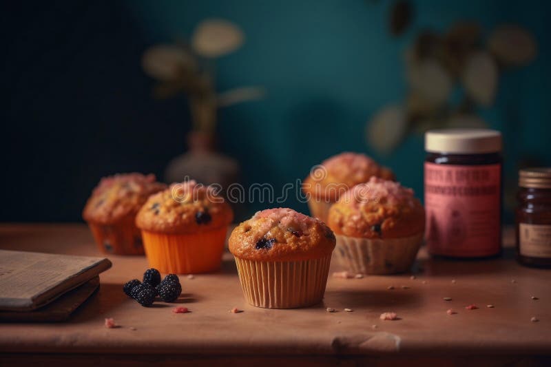 Panetteria per muffin torte di pasticceria deliziosa e colorata, stile artigianale del mezzo secolo royalty illustrazione gratis