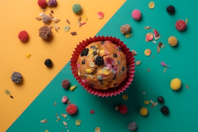 Panetteria per muffin torte di pasticceria deliziosa e colorata, stile artigianale del mezzo secolo illustrazione di stock