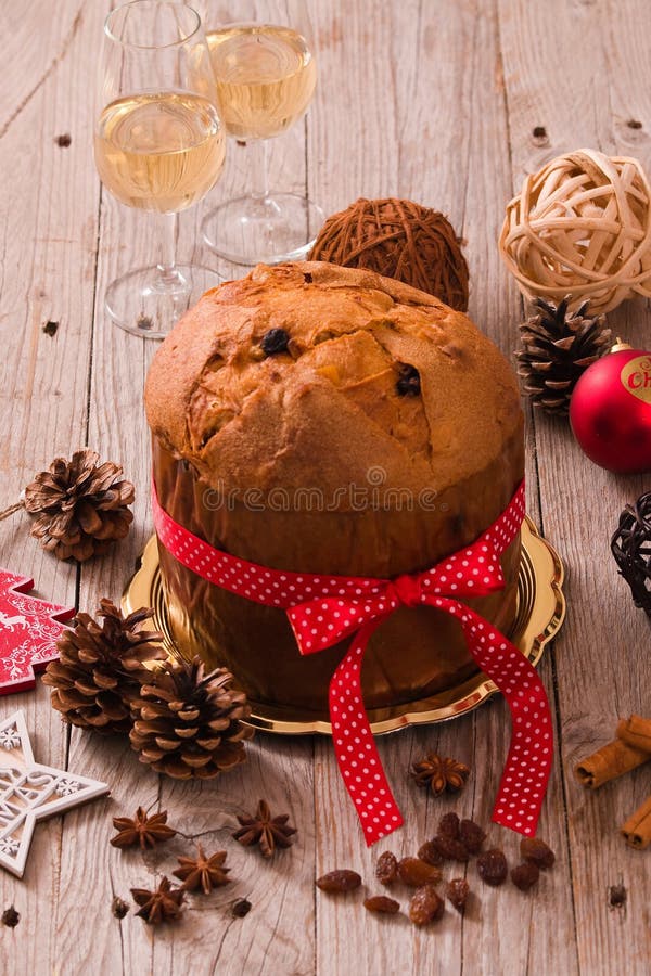 Panettone Christmas cake. stock image. Image of fruit - 138157067