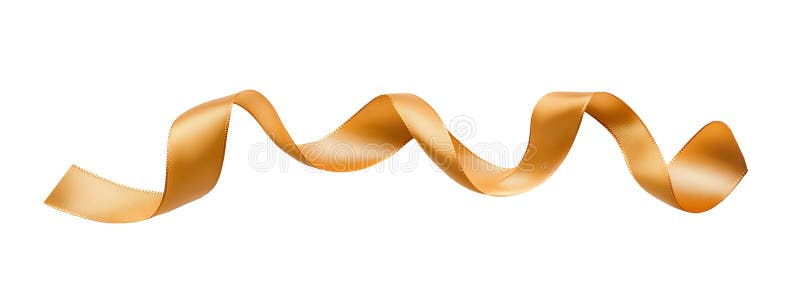 Panglică aurie rotindu-se pe fundal alb, cu un design elegant și fluid stock illustration