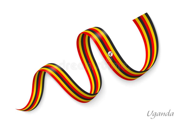 Panglica steagului Ugandei fluturând culorile naționale vector illustration
