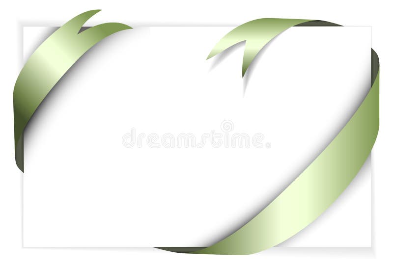 Panglică pentru vectorul metalului verde în jurul hârtiei albe albe albe vector illustration