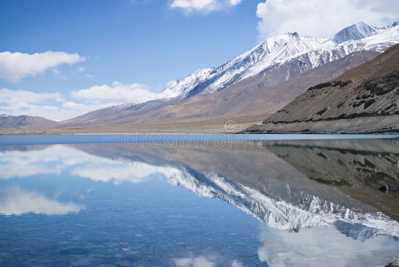 Pangong Tso Lake in Himalayas stock photo