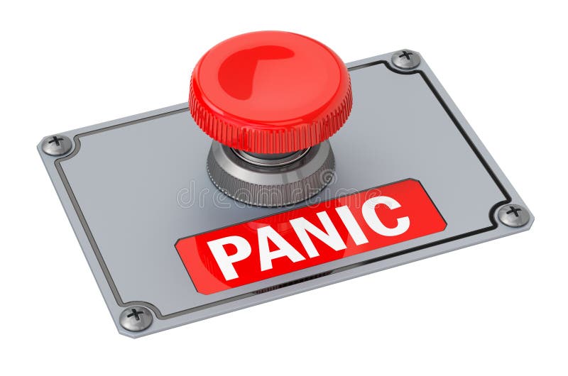 Panic red push button, 3D rendering vector illustration