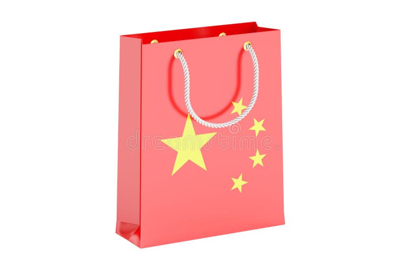 Panier con la bandera de China, representación 3D stock de ilustración Panier con la bandera de China, representación 3D stock de ilustración