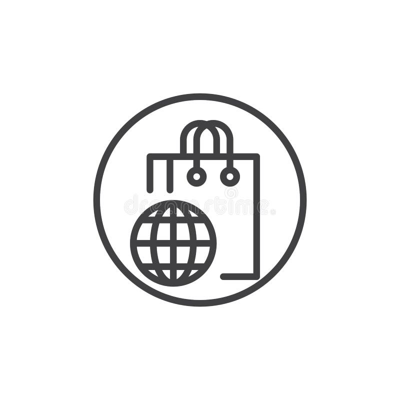 Panier con una línea icono del globo del mundo libre illustration Panier con una línea icono del globo del mundo libre illustration
