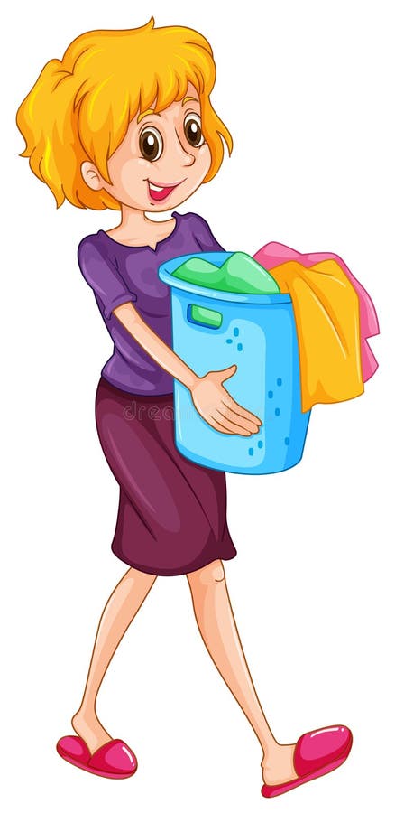 Panier de blanchisserie de transport de femme illustration de vecteur Panier de blanchisserie de transport de femme illustration de vecteur