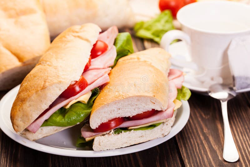 Panini Sandwich with Ham, Cheese and Tomato Stock Image Image of