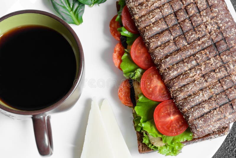 Panini - Sandwich mit Schwarzbrot stockfotos Panini - Sandwich mit Schwarzbrot stockfotos