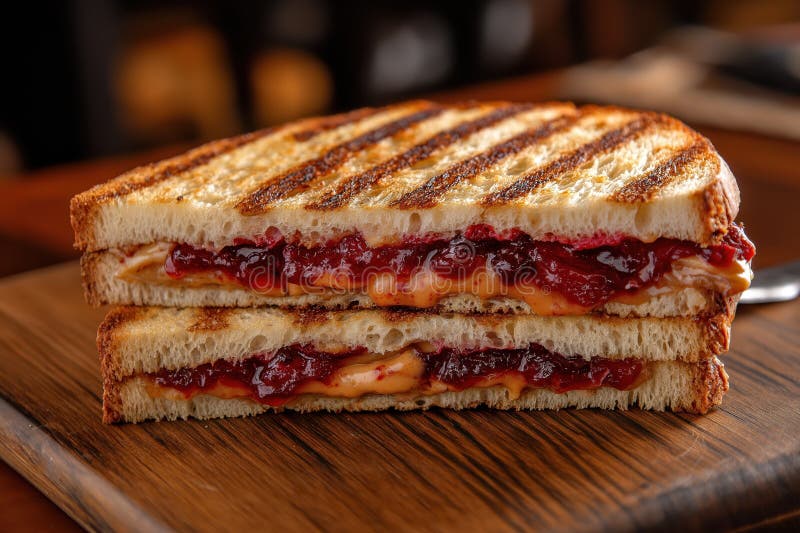 Panino classico al burro di arachidi e gelatina con pane bianco gelatina al burro di arachidi illustrazione di stock