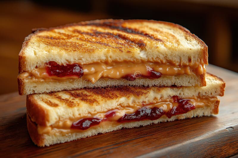 Panino classico al burro di arachidi e gelatina con pane bianco gelatina al burro di arachidi illustrazione di stock