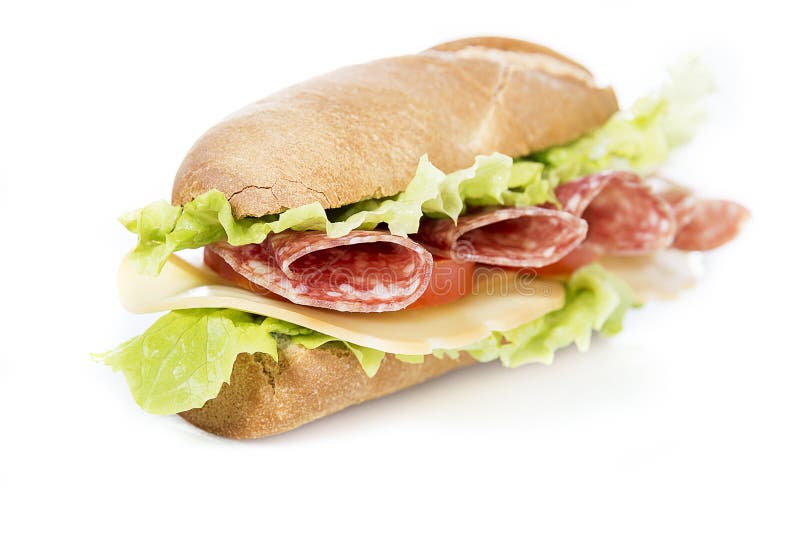 Panino del salame fotografie stock libere da diritti Panino del salame fotografie stock libere da diritti