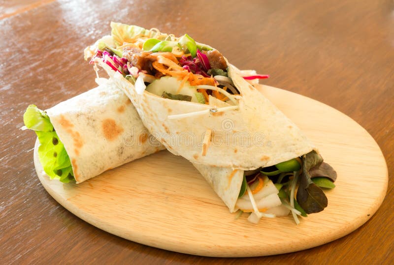 Panino della fajita della carne di maiale immagine stock libera da diritti Panino della fajita della carne di maiale immagine stock libera da diritti