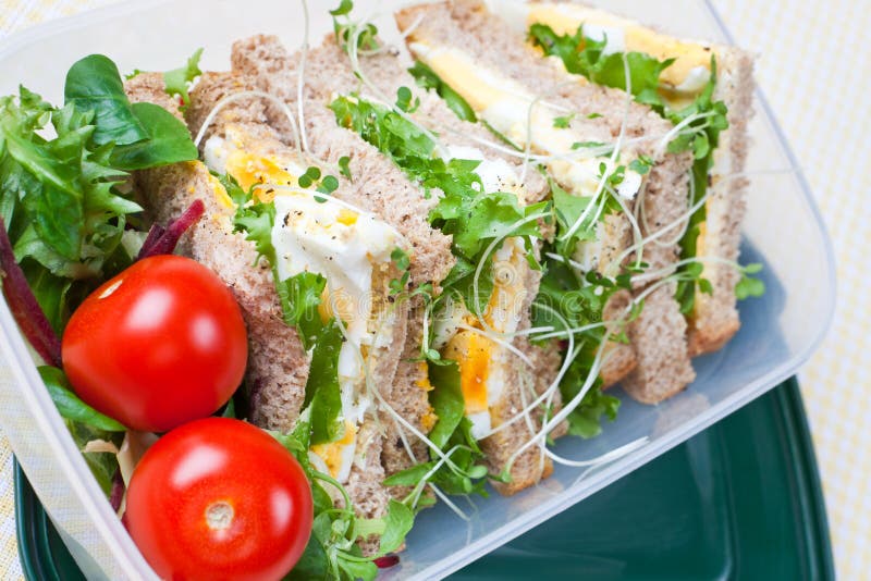 Panino sano dell'uovo per pranzo fotografie stock libere da diritti Panino sano dell'uovo per pranzo fotografie stock libere da diritti