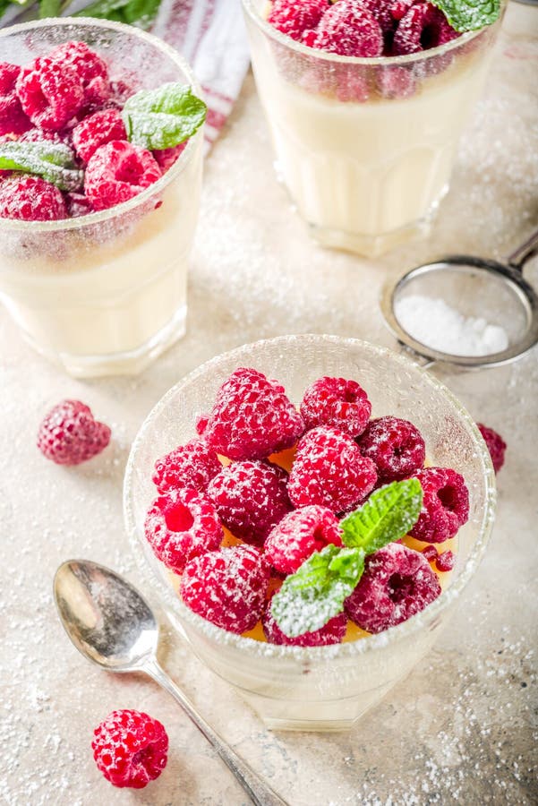 Panna Cotta Dessert with Raspberry Stock Image - Image of fruit ...