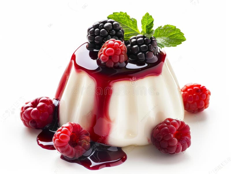 Panna cotta i form av en mjuk panna med silkesaktigt utseende stock illustrationer