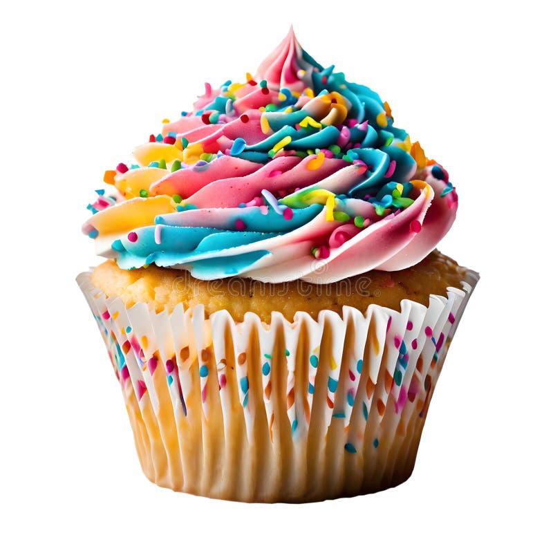 Panna di cupcake di arcobaleno fresco, fatta in casa, caramellata e panna montata illustrazione di stock