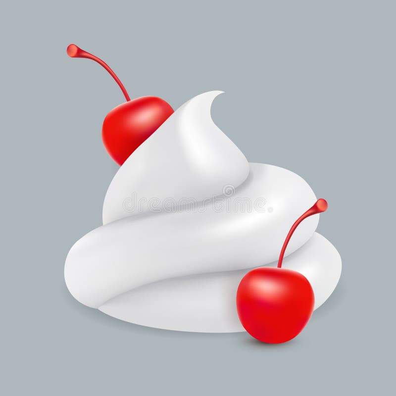 Panna montata con le ciliege Immagine di vettore illustrazione di stock