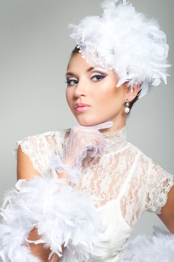 Portrait of bride with beauty make-up and hat. Portrait of bride with beauty make-up and hat