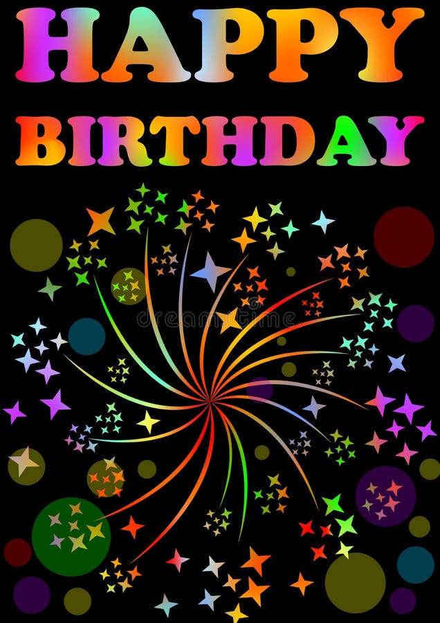 Panneau D Affichage De Joyeux Anniversaire Avec Le Motif Expressif D Inscription Et De Feu D Artifice D Arc En Ciel Sur Le Fond N Illustration De Vecteur Illustration Du Petard Evenement